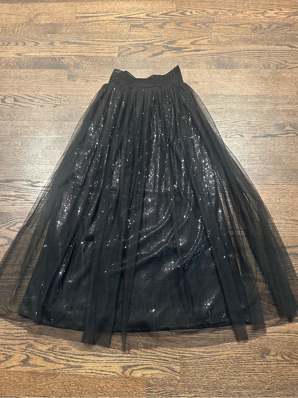 Little Mistress Black Sequin Tulle Skirt
